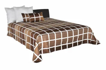 fekete bőr - barna kockás ágytakaró